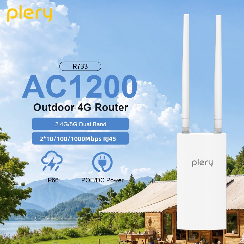 Plery 300Mbps+1200Mbps Outdoor - 4G Lte Router Outdoor Waterproof ulasan dan harga